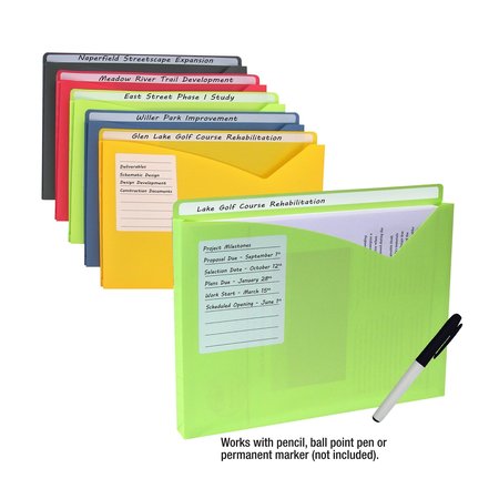 C-Line Products WriteOn Poly File Jackets, Assorted, 11 X 8 12, 10PK 63160